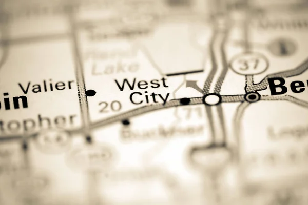 ウェストシティ イリノイ州 地理地図上のアメリカ — ストック写真