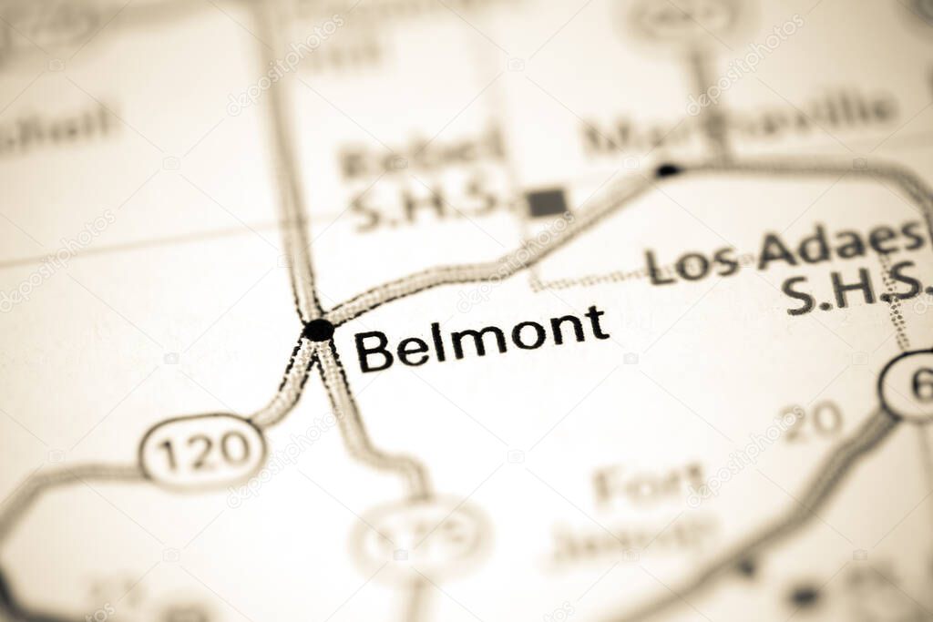 Belmont. Louisiana. USA on a map