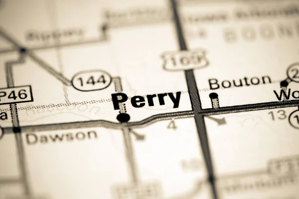 Perry Vagyok Iowában Usa Térképen — Stock Fotó