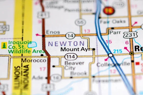 Mount Ayr. Indiana. USA on a map