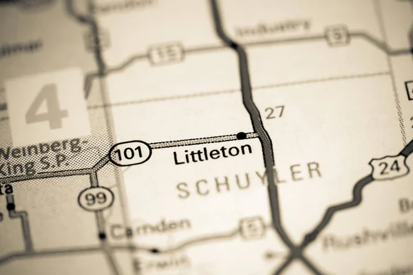 Littleton 伊利诺伊州地图上的美国 — 图库照片
