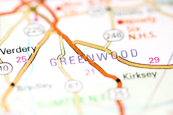 Greenwood Augusta Stati Uniti Una Mappa — Foto Stock