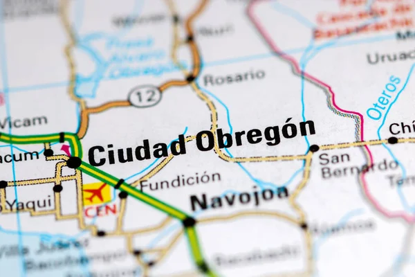 우다드 오브레곤 지도에 나오는 멕시코 — 스톡 사진