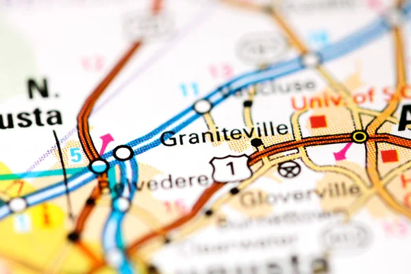 Graniteville 奥古斯塔地图上的美国 — 图库照片