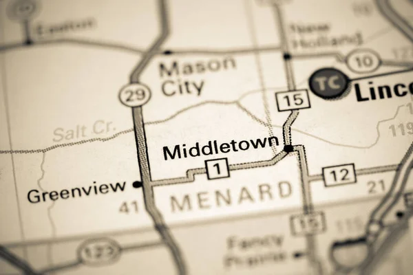 Middletown. Illinois. USA on a map