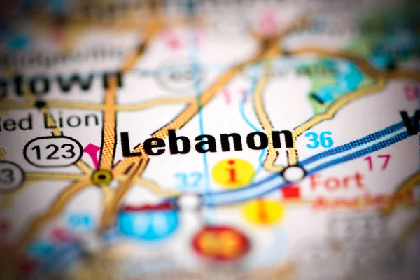 黎巴嫩 俄亥俄地图上的美国 — 图库照片