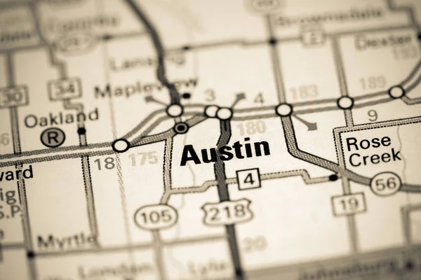 Austin Iowa Eeuu Mapa — Foto de Stock