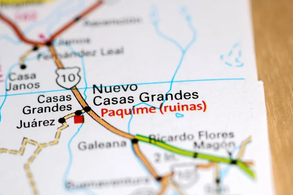 Nuevo Casas Grandes. Mexico on a map