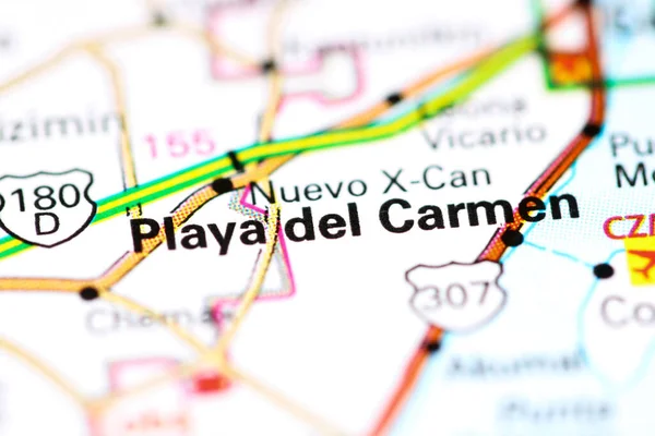 Playa del Carmen. Mexico on a map