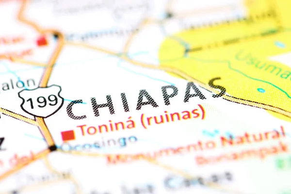 Chiapas. Mexico on a map