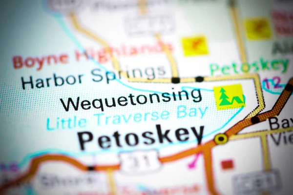 Wequetonsing. Michigan. USA on a map