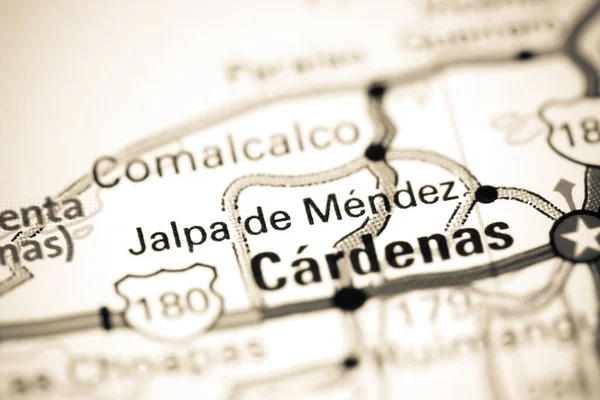 Jalpa de Mendez. Mexico on a map