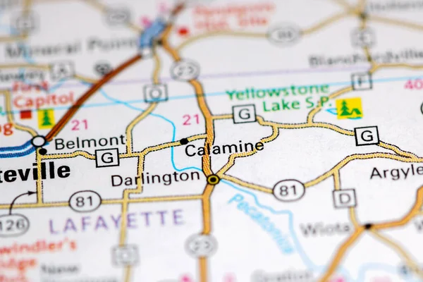 Calamine 威斯康星州地图上的美国 — 图库照片