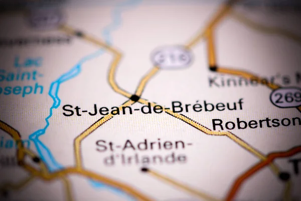 Jean Brebeuf Canadá Sobre Mapa — Fotografia de Stock