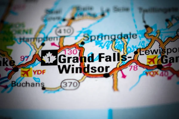 Grand Falls Windsor. Canada on a map