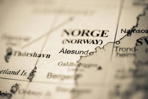 Jestem Alesund Europa Mapie Geograficznej — Zdjęcie stockowe