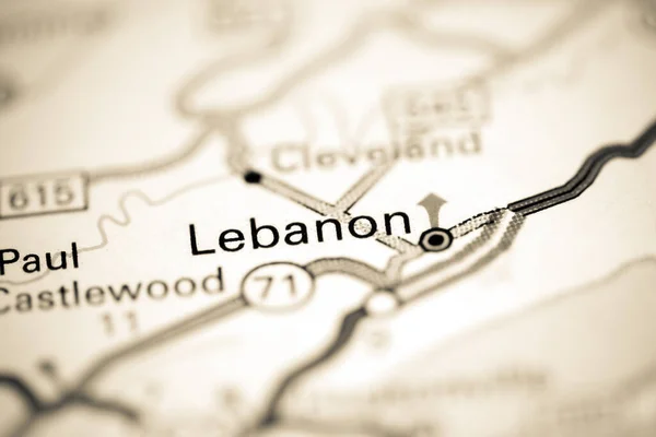 Lebanon 弗吉尼亚 地图上的美国 — 图库照片