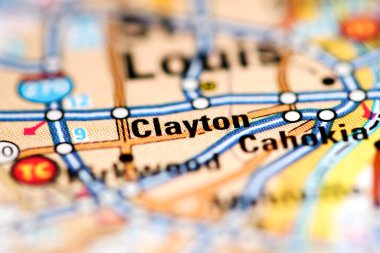 Clayton. Missouri. USA on a geography map clipart