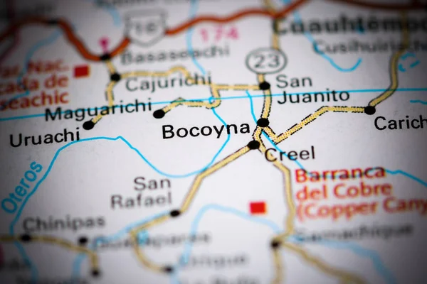 Bocoyna. Mexico on a map