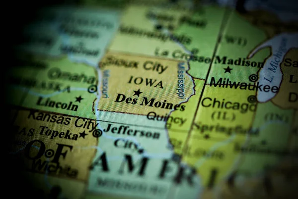 Des Moines Stati Uniti Una Mappa Geografica — Foto Stock