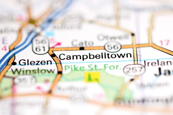 Campbelltown Indiana Eua Sobre Mapa Geografia — Fotografia de Stock