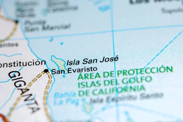 Isla San Jose. Mexico on a map