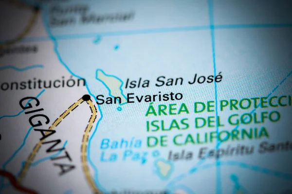 San Evaristo. Mexico on a map