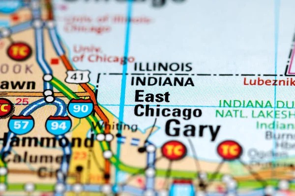 East Chicago Illinois Usa Auf Einer Karte — Stockfoto