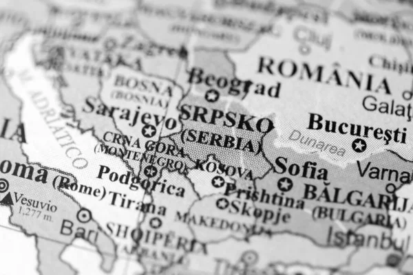 Szerbia Európa Földrajzi Térképen — Stock Fotó