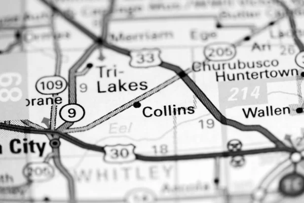 Collins Indiana Eeuu Mapa —  Fotos de Stock