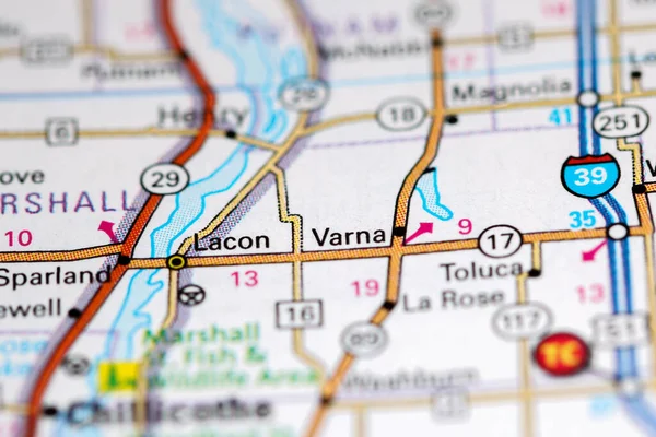 Varna. Illinois. USA on a map