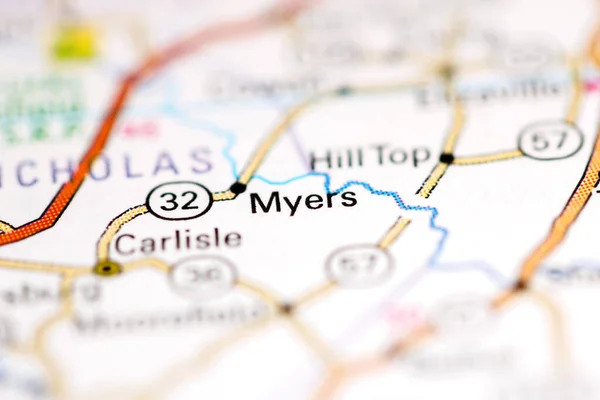 Myers Kentucky Abd Coğrafya Haritasında — Stok fotoğraf