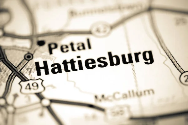 ハティスバーグ ミシシッピ州 地図上のアメリカ — ストック写真