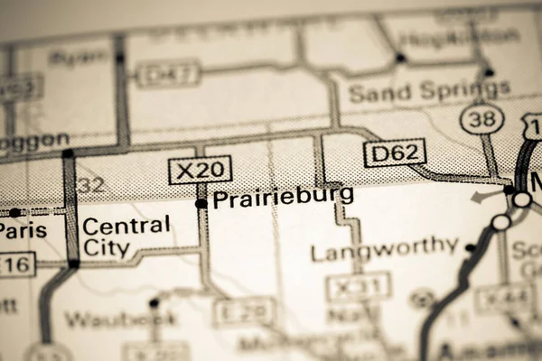 Prairieburg Iowa Eua Sobre Mapa — Fotografia de Stock