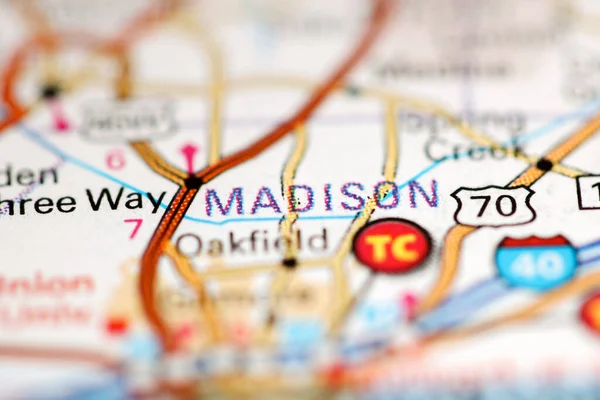 麦迪逊Madison 田纳西地图上的美国 — 图库照片