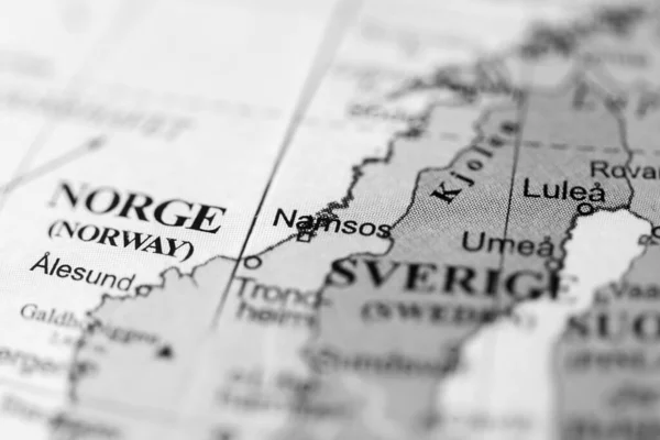 Namsos Evropa Mapě Geografie — Stock fotografie