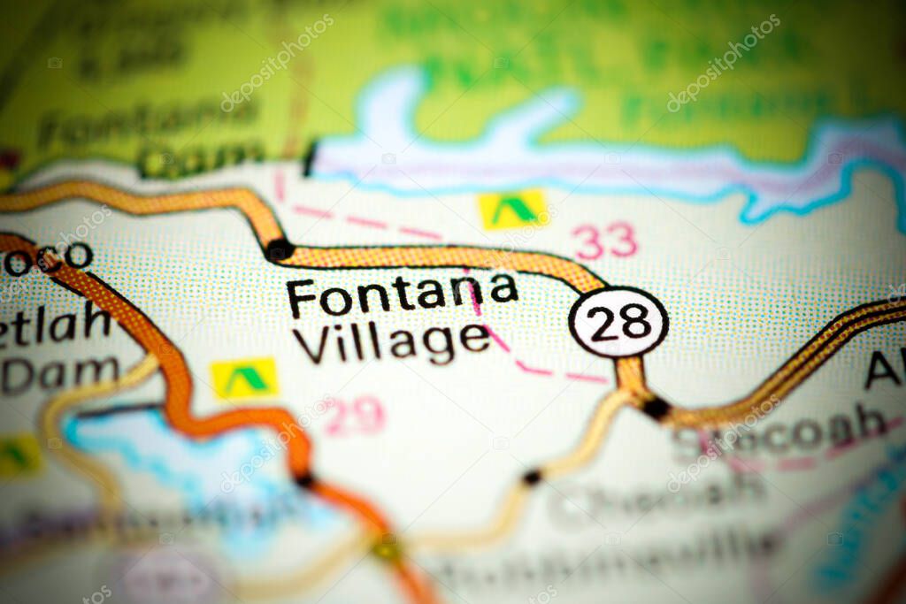 Fontana Village. North Carolina. USA on a map