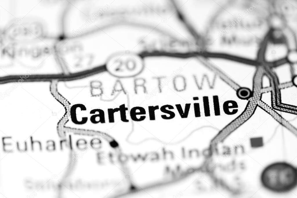 Cartersville. Georgia. USA on a map