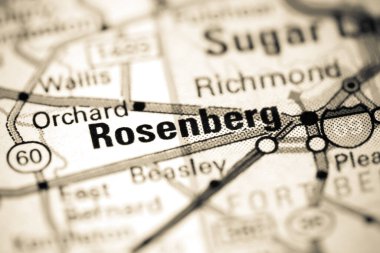 Rosenberg. Texas. USA on a map clipart