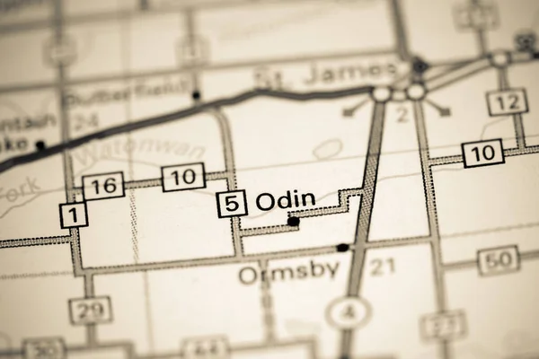 オーディン ミネソタだ 地図上のアメリカ — ストック写真