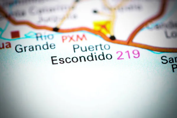 Puerto Escondido México Sobre Mapa — Fotografia de Stock
