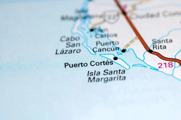 Puerto Cortes. Mexico on a map