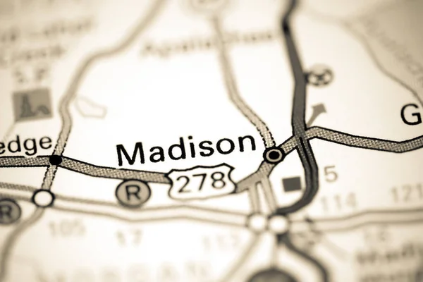 麦迪逊Madison 佐治亚州地图上的美国 — 图库照片