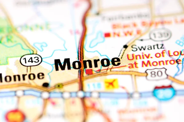 Met Monroe Louisiana Usa Een Kaart — Stockfoto