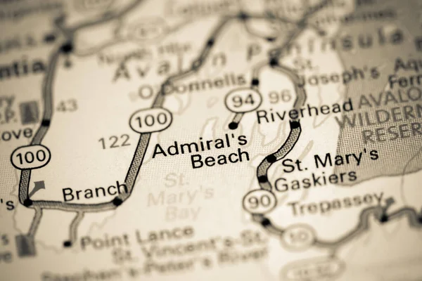 Admiral\'s Beach. Canada on a map