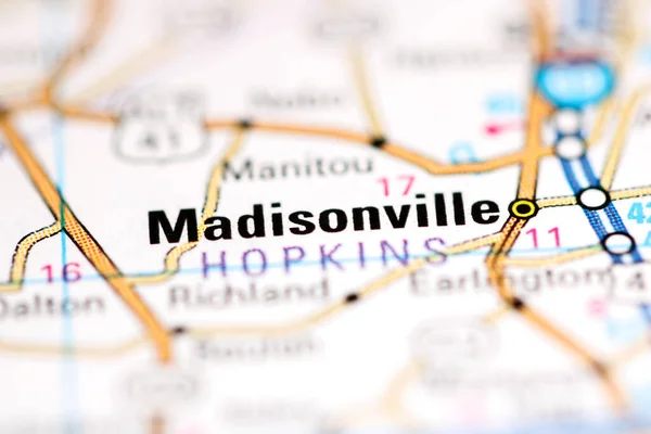 Madisonville 肯塔基州 地图上的美国 — 图库照片
