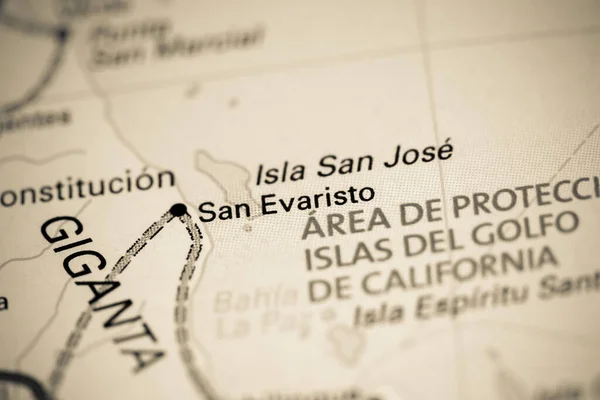 San Evaristo. Mexico on a map