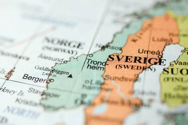 Trondheim Europa Mapa Geográfico — Foto de Stock