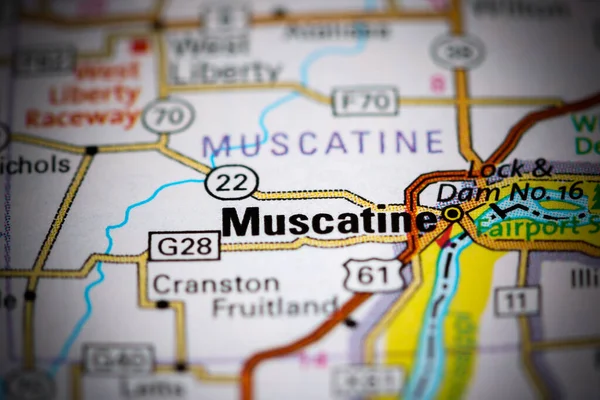 Muscatine Iowában Usa Térképen — Stock Fotó