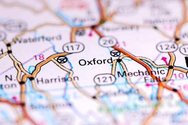 Oxford Maine Eua Sobre Mapa — Fotografia de Stock